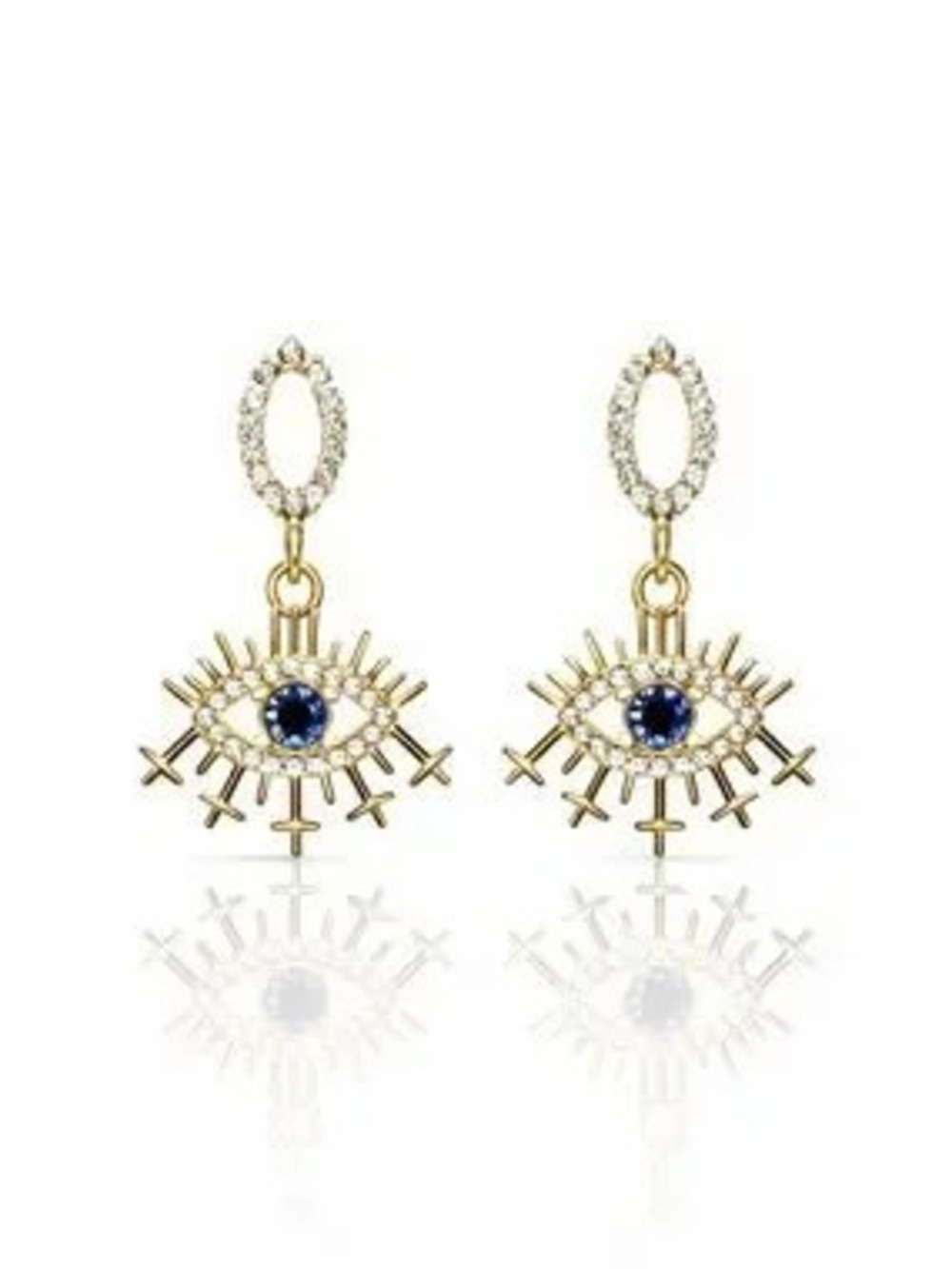 Gold-Tone Evil Eye Drop Earrings with Blue Center